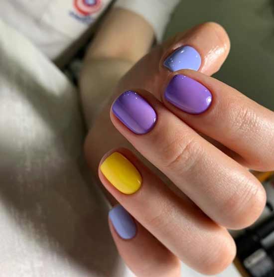 Двухцветный маникюр короткие квадратные ногти